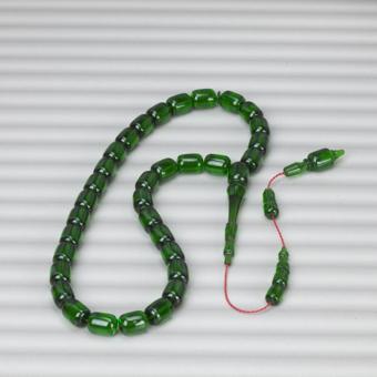 Katalin Çubuk Kapsül Kesim 8.5x11.5mm Tesbih - Şeffaf Yeşil- İbrahim Atasever Usta İşi