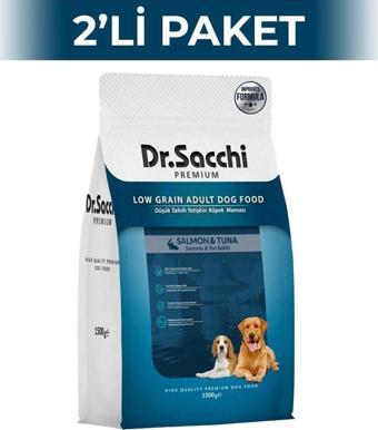 Dr.Sacchi Premium Düşük Tahıllı Somonlu ve Ton Balıklı Köpek Maması 1,5 kg 2 Adet