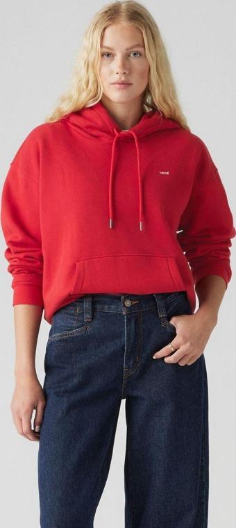 Levi's Kadın Kapüşonlu Kırmızı Sweatshirt - 001TZ-0001