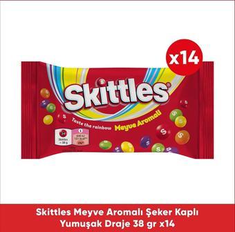 Skittles Meyve Aromalı Şeker Kaplı Yumuşak Draje 38 G x14