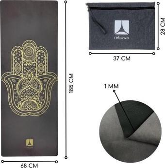 Rebuwo Seyahat Yoga Matı Katlanabilir Doğal Kauçuk Mat 1mm Gri Kahve