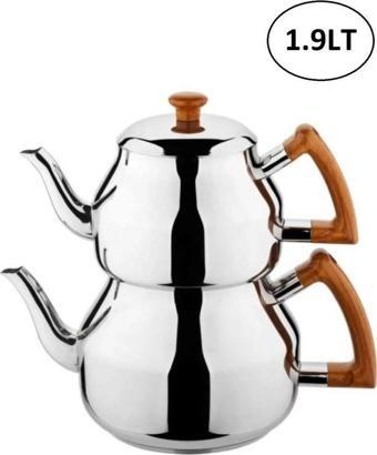 Özkent Marmaris Mini Boy Ahşap Kulp 1,9 Lt Paslanmaz Çelik Çaydanlık K314.03