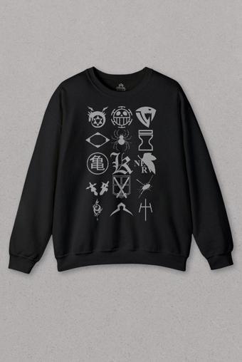 Siyah Sweatshirt Çizgi Film Fooly Cooly Flcl Anime Cartoon Kedi Baskılı Unisex Sweat PSW01S-1411