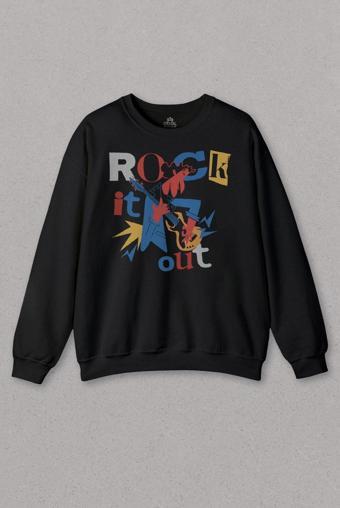Unisex Sweatshirt Rockstar Rock It Out Guitar Gitarist Baskılı Sweat