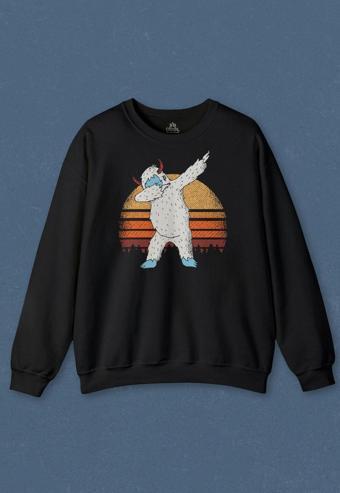 Unisex Sweatshirt Yeti Dans Dabbing Kocaayak Funny Dance Baskılı Sweat