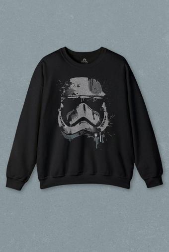 Film Baskı Star Wars Mask Gri Baskılı Sweatshirt