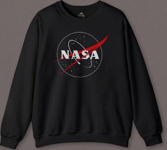 Nasa Logosu Siyah Kırmızı Uzay Cosmos Baskılı Sweatshirt