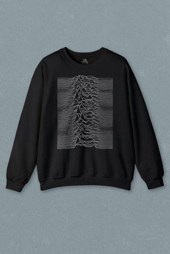 Ses Dalgası Müzik Joy Division Albüm Kapağı Çizgiler Baskılı Sweatshirt