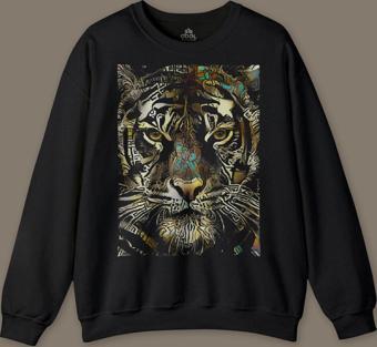 Ormanların Gerçek kralı Vahşi Kaplan Kafası Tiger Baskılı Sweatshirt