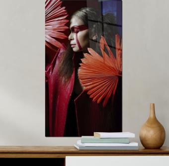 Veraart Kadın Temalı Pleksi Cam Tablo Yelpaze & Kadın