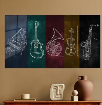 Veraart Müzik Temalı Pleksi Cam Tablo Enstrüman