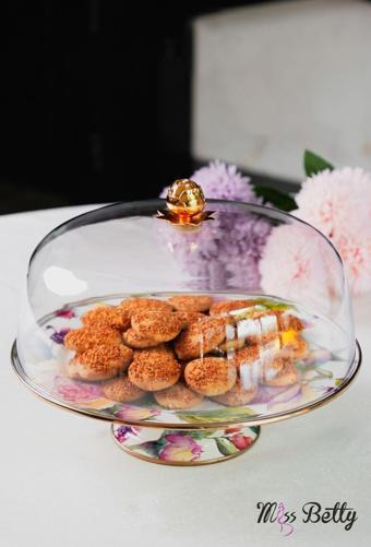 Miss Betty Emaye Ayaklı 30 Cm Kek Fanusu Rose Deluxe