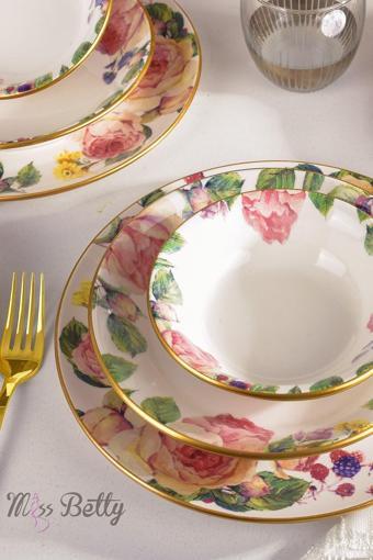 Miss Betty Yemek Takımı 24 Parça 6 Kişilik Porselen Rosedeluxe