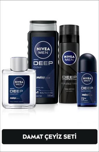 Men Erkek Damat Çeyiz Bohça Seti, Duş Jeli 500ml, Roll-on 50ml, Losyon 100ml, Tıraş Köpüğü 200ml