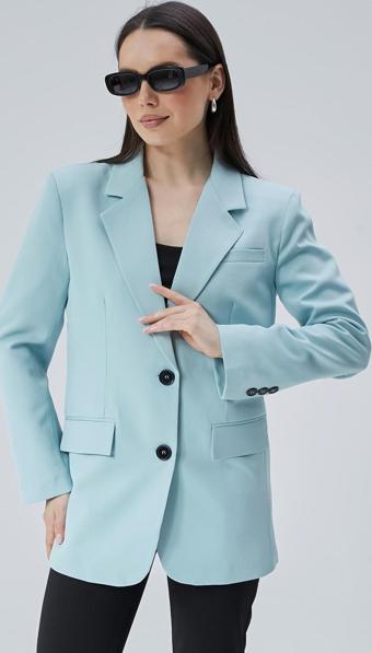 Mint Kadın Düğmeli Oversize Blazer Ceket