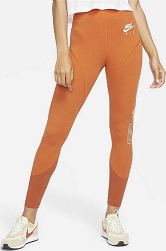 Nike Air High Rise Leggings Tight Fit Yüksek Belli Pamuk Polyester Tayt Turuncu