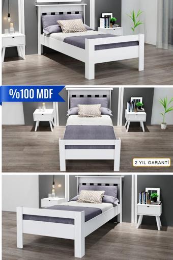 Ninnimo 100X200 Yatak Uyumlu Still Tek Kişilik Beyaz Genç Mdf Karyola