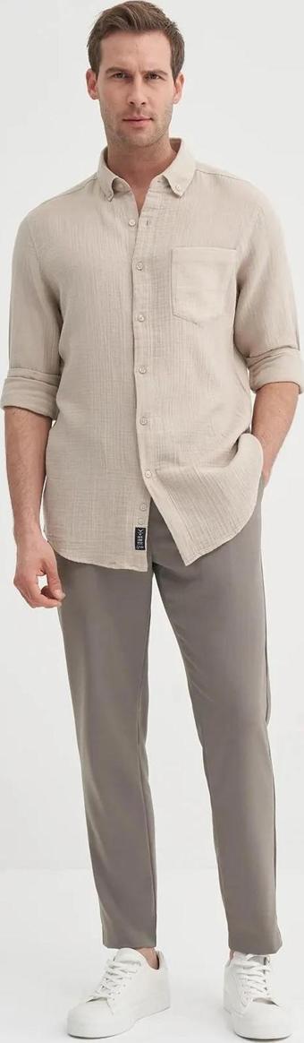 Cazador Regular Fit Pamuklu Müslin Uzun Kol Gömlek