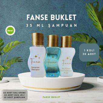 Fanse Otel Temizlik Medikal Malzemeleri Tek Kullanımlık Otel Buklet 10 Adet Şampuan 10 Adet Duş Jeli 10 Adet Saç Kremi S Şişe Set 35 Ml