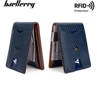 Baellerry Minimalist RFID Koruma Çift Kat Deri Çoklu Kart Cüzdan Erkek Kartlık