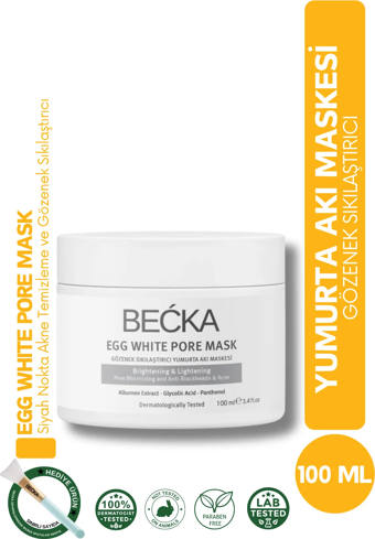 BECKA Gözenek Sıkılaştırıcı Yumurta Akı Maskesi 100 ml - Egg White Pore Mask
