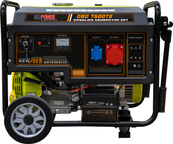 Genpower Marka GBG 7500 TE Model 7,5 Kva, Benzinli, Marşlı, Tekerlekli, Trifaze( 380 Volt) Portatif Jeneratör