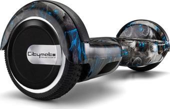 Citymate Elektrikli Kaykay Hoverboard 6.5 Inch Siyah Kurukafa Grafity Desenli Akıllı -çanta Hediyeli