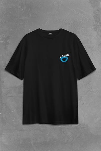 CooKie Kurabiye Canavarı Susam Sokağı Sırt Ön Baskılı Oversize Tişört Unisex T-Shirt OVR12S2058