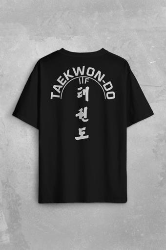 Taekwondo Tekvando Taekwon-Do Dövüşçü Sırt Ön Baskılı Oversize Tişört Unisex T-Shirt