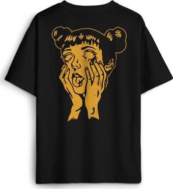 Psyco Manga Gothic Dark Sırt Ön Baskılı Oversize Tişört Unisex T-Shirt