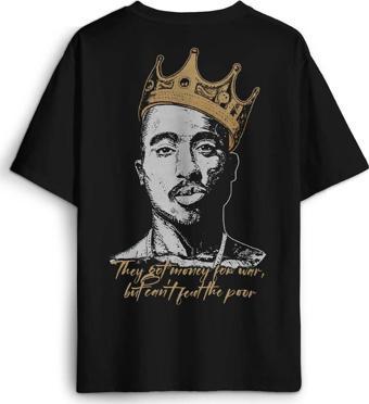 Tupac Hip Hop Rap Music 2Pac Sırt Ön Baskılı Oversize Tişört Unisex T-Shirt