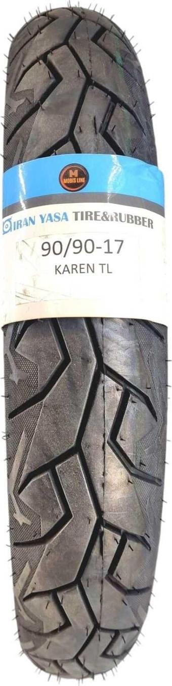İran Yasa Tire & Rubber Motosiklet Dış Lastiği 90/90-17 Karen Tubeles Tl (İç Lastiksiz) Ön/Arka Yol