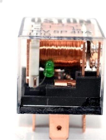 Üstün Mini Role Işıklı Şeffaf 40 Amper 5 Ayaklı Çift Platinli 12V (1 Adet)