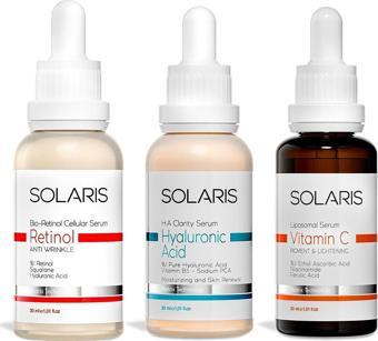 Solaris Yaşlanma Karşıtı Retinol Cilt Serumu Ve Hyaluronic Acid Cilt Serumu Ve C Vitamin Cilt Serumu