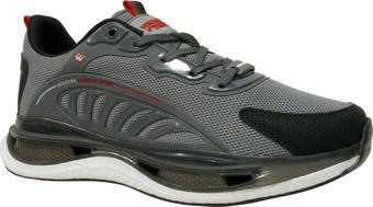 Wickers Füme Gri Kırmızı Bağcıklı Sneaker Spor Ayakkabı