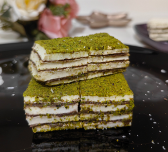 Lokum, Antep Fıstığı Kaplı Çikolatalı Baklava Lokum, Atıştırmalık, Şekerleme, Turkishdelight, 500gr