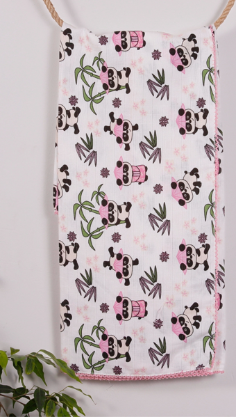 Pembe Bambu 95*120 Müslin Bebek Battaniyesi