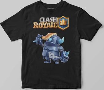 Unisex Siyah Clash Royale Mini P.E.K.K.A Savaşçı Baskılı Çocuk Tişörtü
