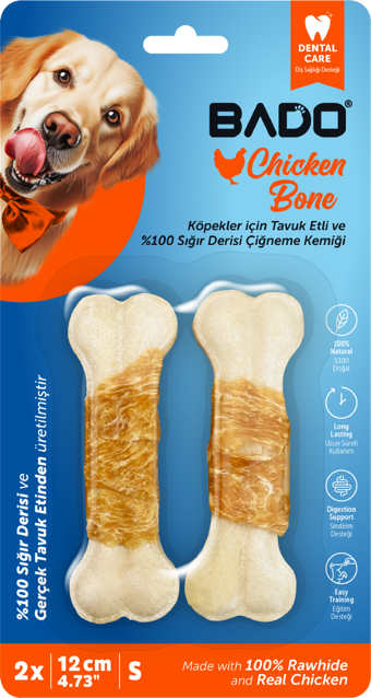 Bado Tavuklu Çiğneme Kemiği 12 Cm 2Li 