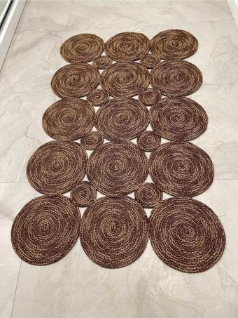 Yağlıoğlu Tekstil Hasır Jut Multi Kahverengi Örgü Halı & Kilim