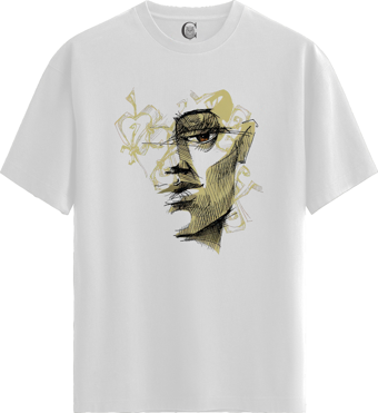 Abstract Face - %100 Pamuklu Kadın Beyaz Tişört - Premium Quality