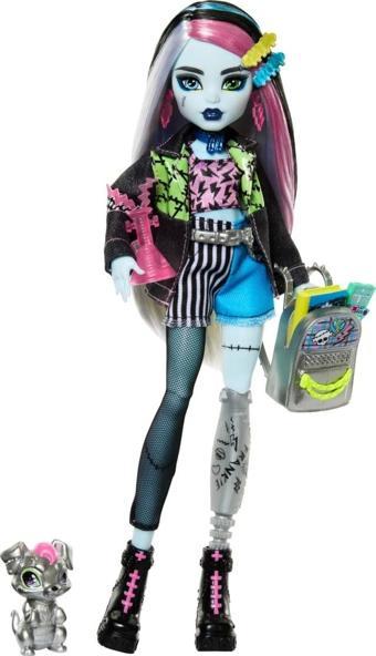 Monster High Mavi ve Siyah Çizgili Saçlı Frankie Stein Bebeği Refreshed Look