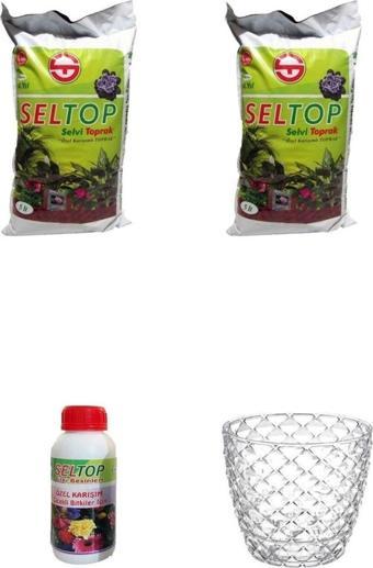 Seltop Mynil Torf 5Lt 2 Adet+Bitki Besini+Şeffaf Saksı