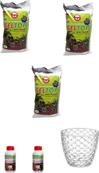 Seltop Mynil Torf 5Lt 3 Adet+Bitki Besini 2 Adet+Şeffaf Saksı