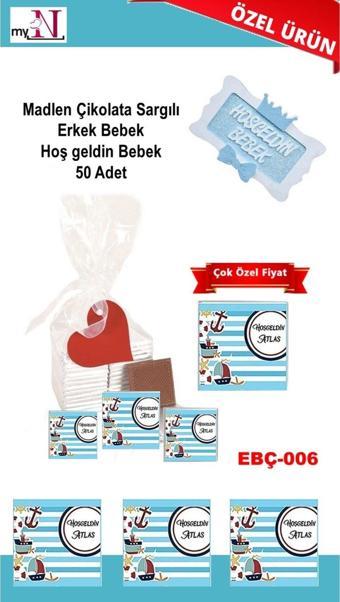 Flurose Madlen Çikolata Sargılı Erkek Bebek Hoş Geldin Bebek 10 Adet
