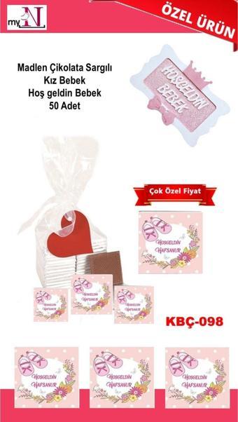 Flurose Madlen Çikolata Sargılı Kız Bebek Hoş Geldin Bebek 50 Adet