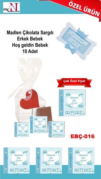 Flurose Madlen Çikolata Sargılı Erkek Bebek Hoş Geldin Bebek 10 Adet