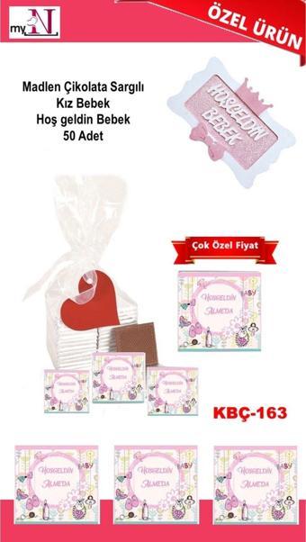 Flurose Madlen Çikolata Sargılı Kız Bebek Hoş Geldin Bebek 50 Adet
