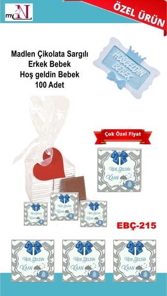 Flurose Madlen Çikolata Sargılı Erkek Bebek Hoş Geldin Bebek 100 Adet