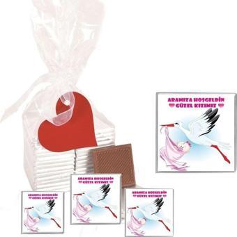 Agrand Madlen Çikolata Aramıza Hoşgeldin Güzel Kızımız 35 Adet Jelatin Poşetli Kurdeleli Kalp Etiketli